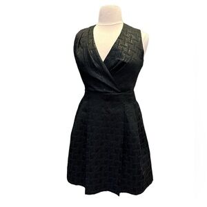 KIRNA ZABETE Womens Black Sleeveless Cotton/Metallic Blend Midi Dress Size 16